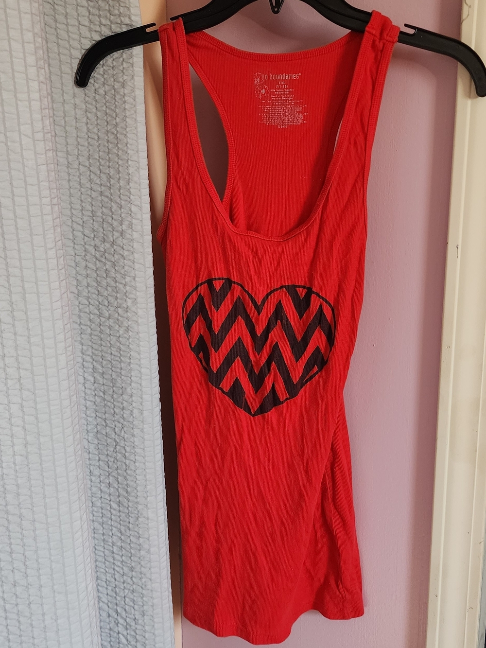 Red Graphic Heart Racerback Tank Top - No Boundaries